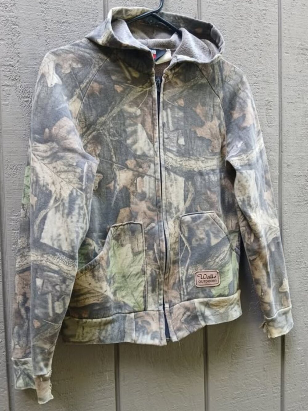 Vtg Camo Hoodie Jacket Women's S/M Walls Blizzard Pruf Youth Large Distressed